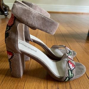 Jeffrey Campbell embroidered tulip heels